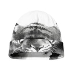 Monochrome Watercolor White Tiger Print Beanie