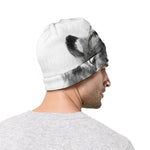 Monochrome Watercolor White Tiger Print Beanie