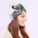 Monochrome Watercolor White Tiger Print Beanie
