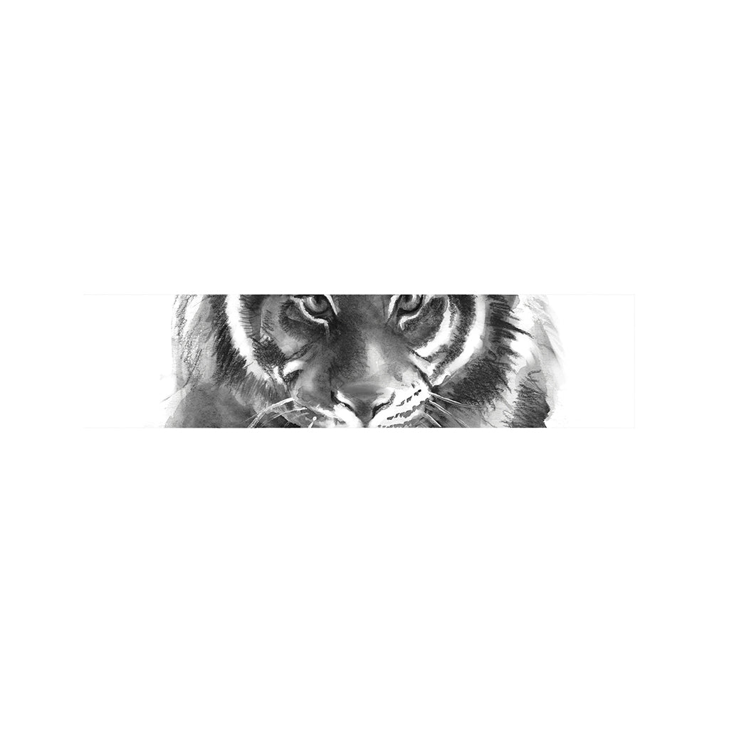 Monochrome Watercolor White Tiger Print Bed Runner