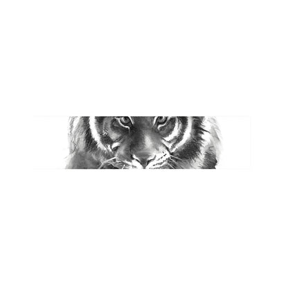 Monochrome Watercolor White Tiger Print Bed Runner