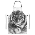 Monochrome Watercolor White Tiger Print Bib Apron With Pocket