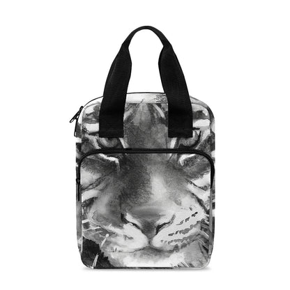 Monochrome Watercolor White Tiger Print Bible Tote Bag