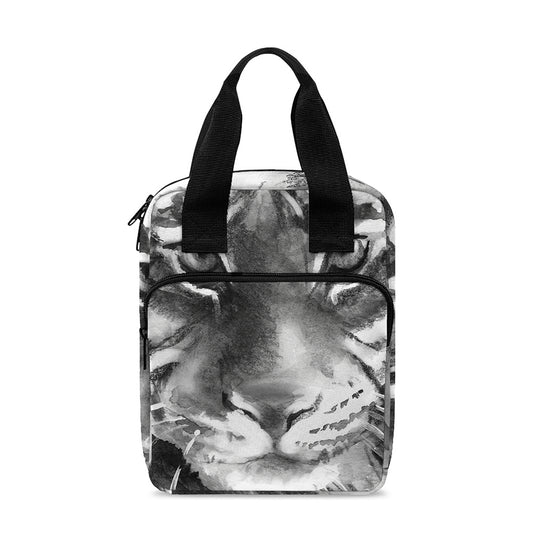 Monochrome Watercolor White Tiger Print Bible Tote Bag