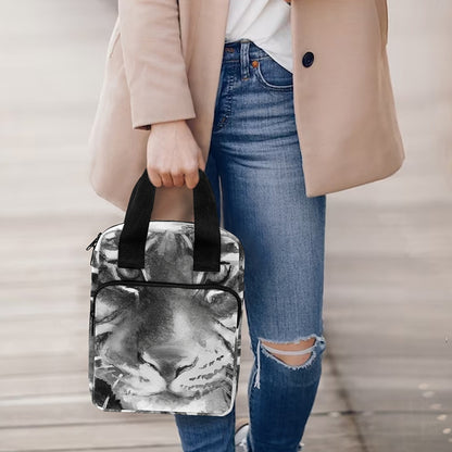Monochrome Watercolor White Tiger Print Bible Tote Bag