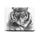 Monochrome Watercolor White Tiger Print Bifold Wallet