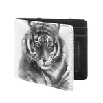 Monochrome Watercolor White Tiger Print Bifold Wallet