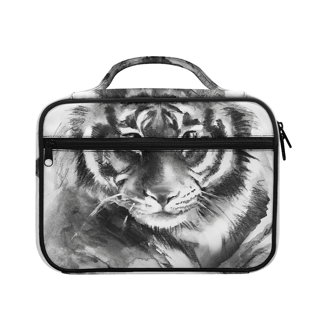 Monochrome Watercolor White Tiger Print Briefcase Bible Bag