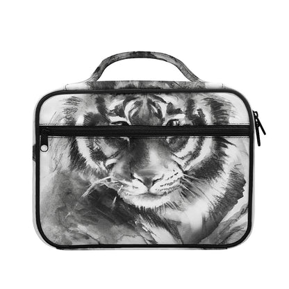 Monochrome Watercolor White Tiger Print Briefcase Bible Bag