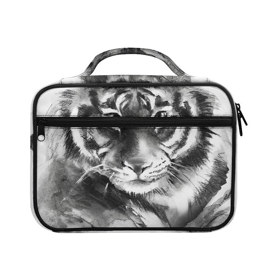 Monochrome Watercolor White Tiger Print Briefcase Bible Bag