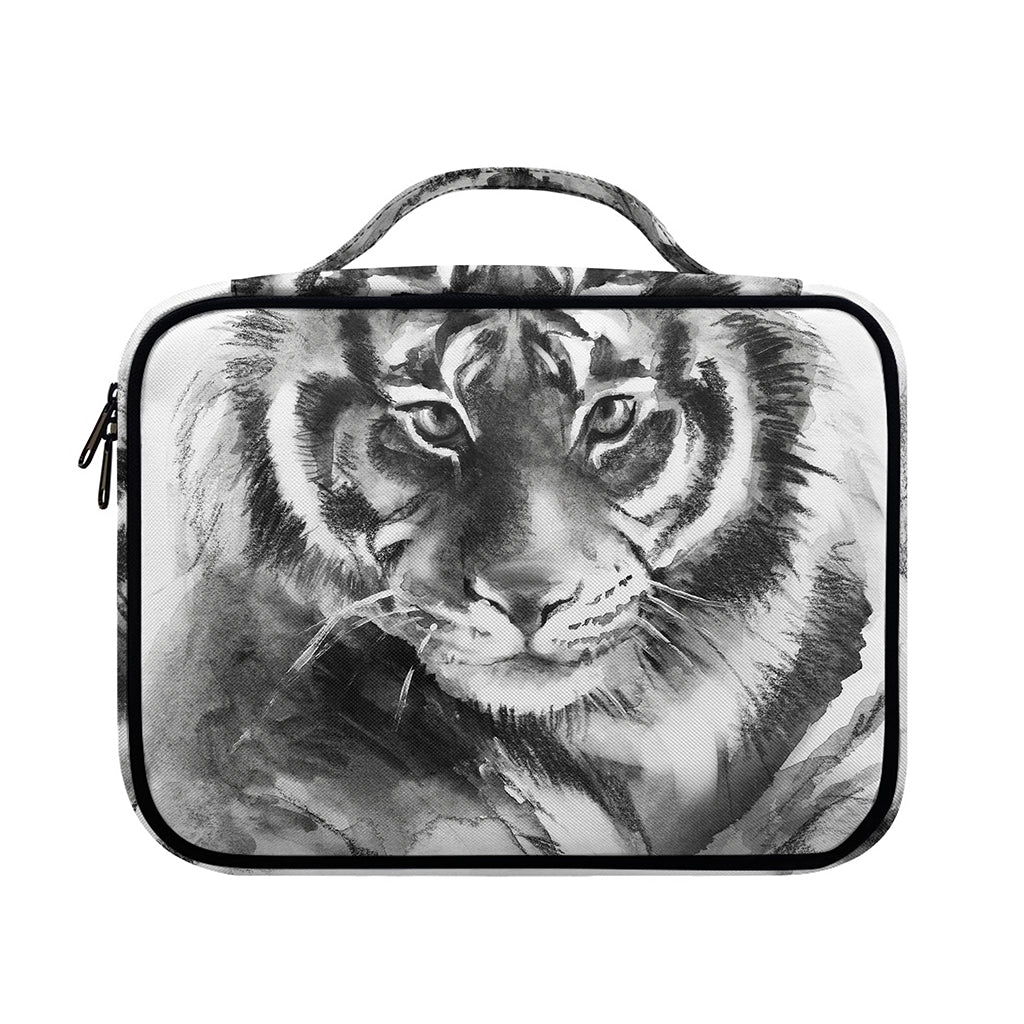 Monochrome Watercolor White Tiger Print Briefcase Bible Bag