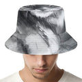 Monochrome Watercolor White Tiger Print Bucket Hat