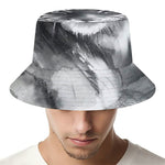 Monochrome Watercolor White Tiger Print Bucket Hat