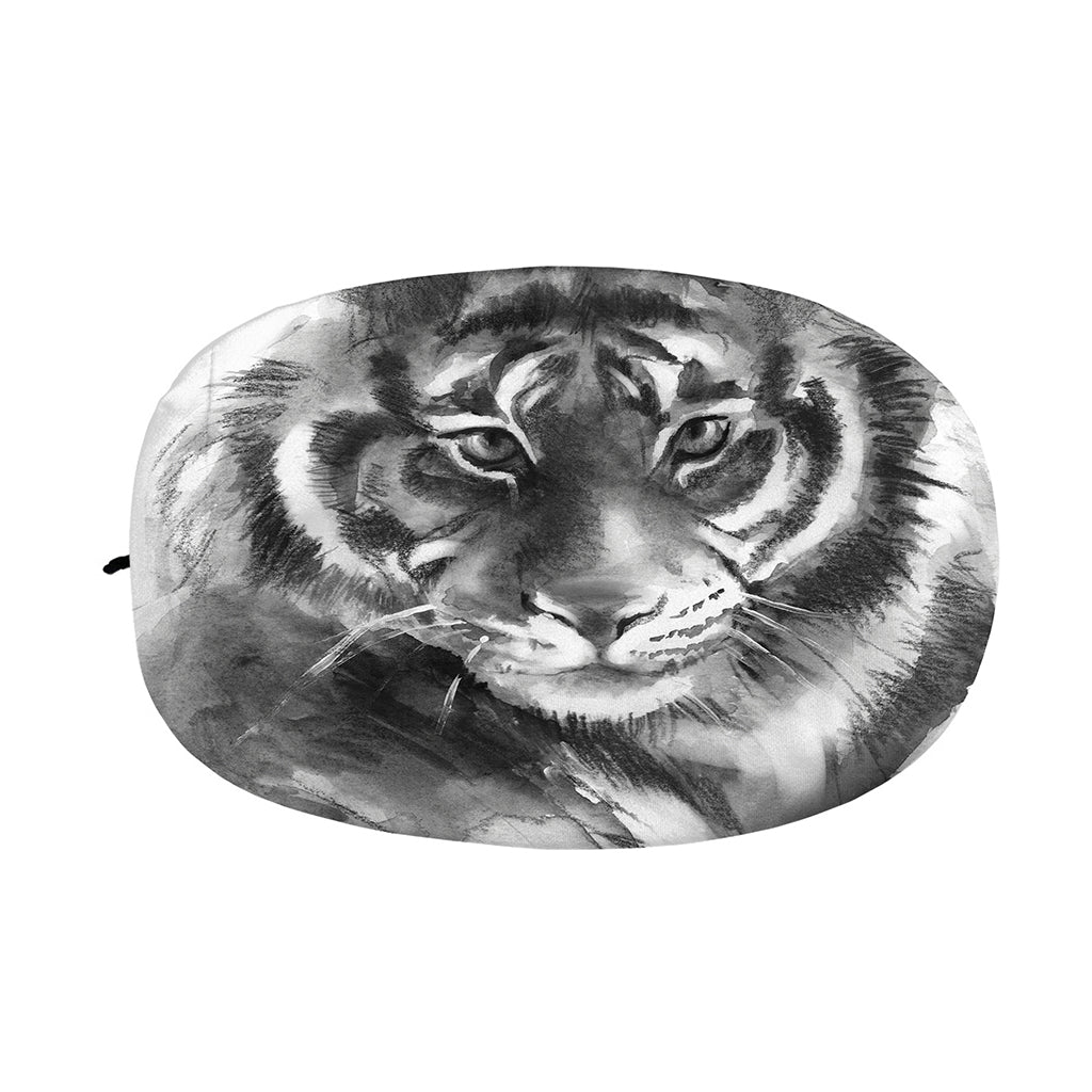 Monochrome Watercolor White Tiger Print Car Side Mirror Covers
