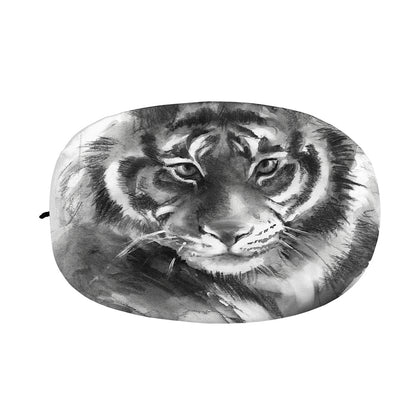 Monochrome Watercolor White Tiger Print Car Side Mirror Covers