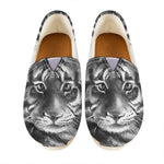 Monochrome Watercolor White Tiger Print Casual Shoes