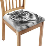 Monochrome Watercolor White Tiger Print Chair Cushion Cover