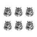 Monochrome Watercolor White Tiger Print Coaster Set
