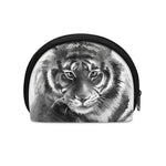 Monochrome Watercolor White Tiger Print Coin Purse