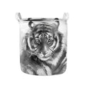 Monochrome Watercolor White Tiger Print Collapsible Laundry Basket