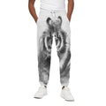 Monochrome Watercolor White Tiger Print Cotton Sweatpants