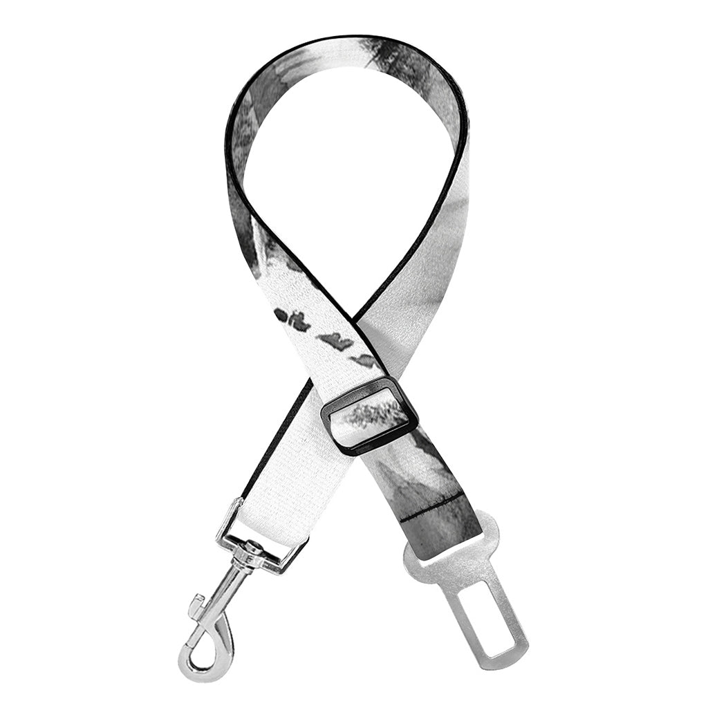 Monochrome Watercolor White Tiger Print Dog Seat Belt