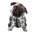Monochrome Watercolor White Tiger Print Dog Zip Up Hoodie