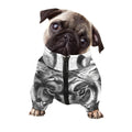 Monochrome Watercolor White Tiger Print Dog Zip Up Jacket