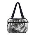 Monochrome Watercolor White Tiger Print Double Strap Bible Bag