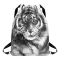 Monochrome Watercolor White Tiger Print Drawstring Backpack