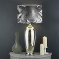 Monochrome Watercolor White Tiger Print Drum Lamp Shade