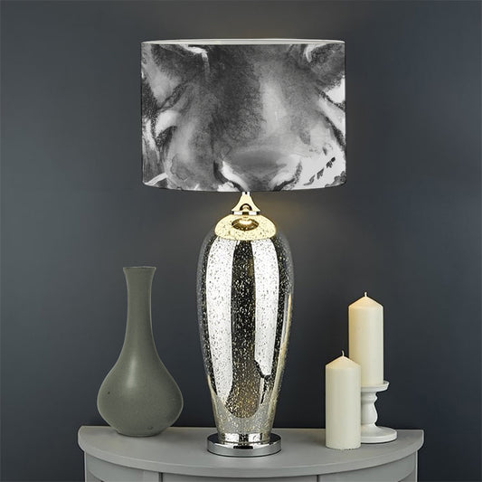 Monochrome Watercolor White Tiger Print Drum Lamp Shade