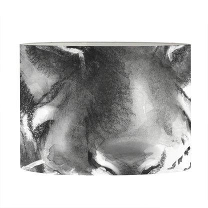 Monochrome Watercolor White Tiger Print Drum Lamp Shade