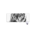 Monochrome Watercolor White Tiger Print Extended Mouse Pad