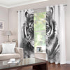Monochrome Watercolor White Tiger Print Extra Wide Grommet Curtains