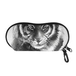 Monochrome Watercolor White Tiger Print Glasses Case