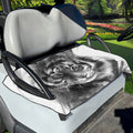 Monochrome Watercolor White Tiger Print Golf Cart Seat Cover