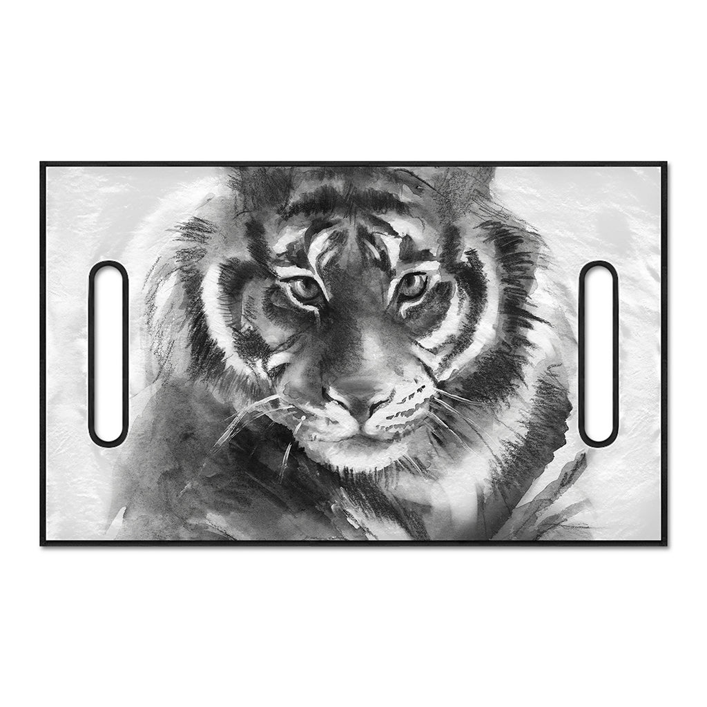 Monochrome Watercolor White Tiger Print Golf Cart Seat Cover