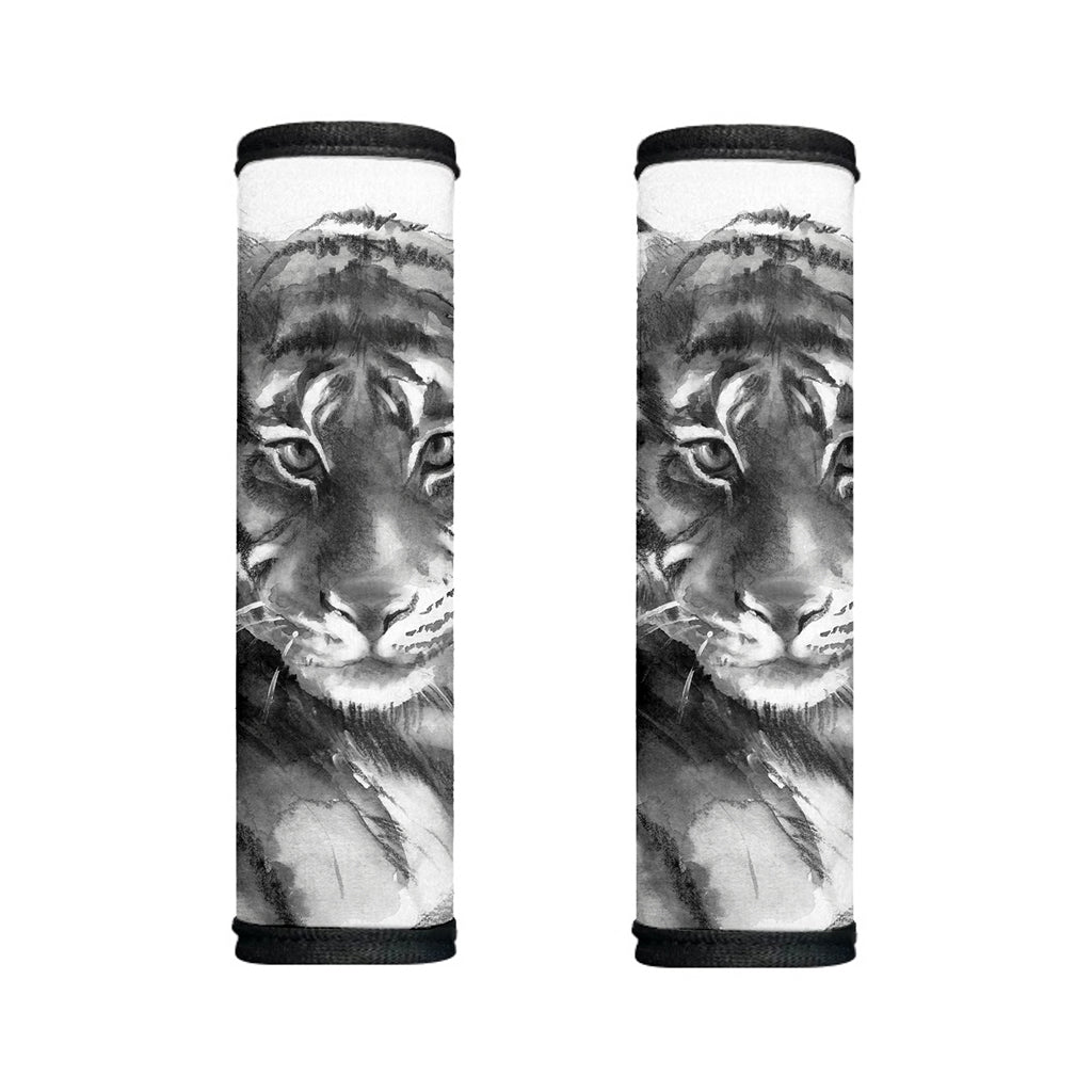 Monochrome Watercolor White Tiger Print Handle Covers