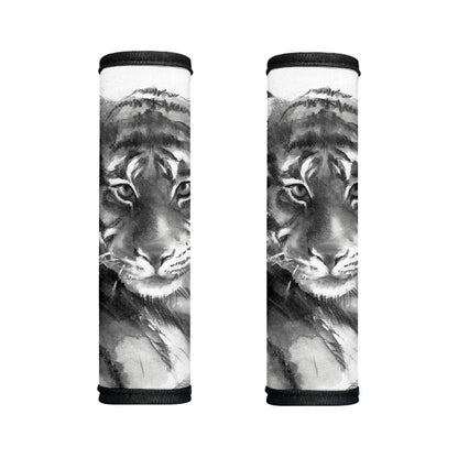 Monochrome Watercolor White Tiger Print Handle Covers