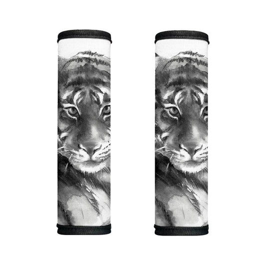 Monochrome Watercolor White Tiger Print Handle Covers