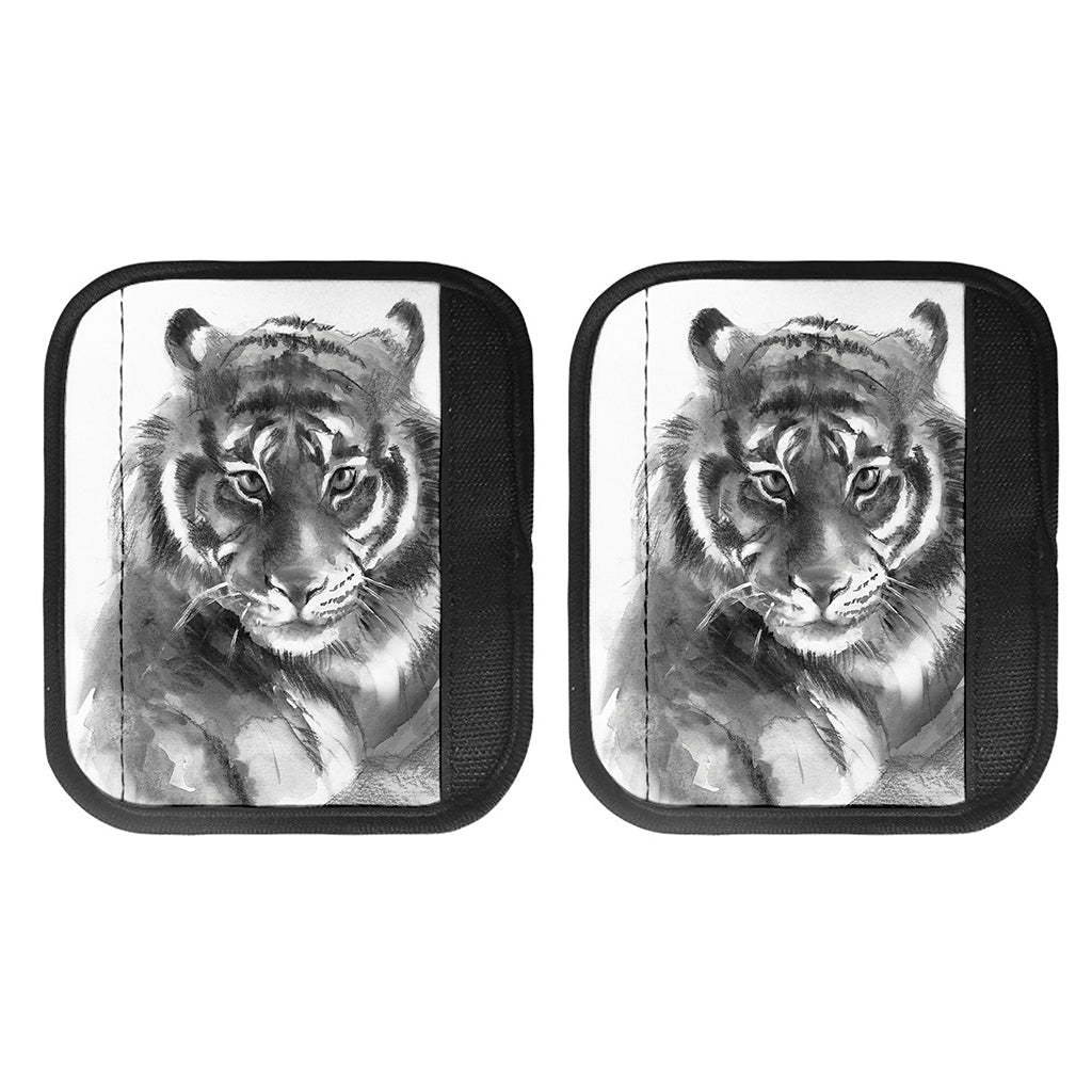 Monochrome Watercolor White Tiger Print Handle Covers