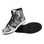 Monochrome Watercolor White Tiger Print High Top Leather Sneakers