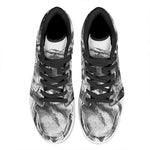 Monochrome Watercolor White Tiger Print High Top Leather Sneakers