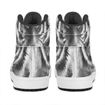 Monochrome Watercolor White Tiger Print High Top Leather Sneakers