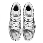 Monochrome Watercolor White Tiger Print High Top Leather Sneakers