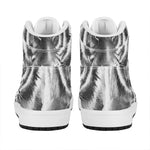 Monochrome Watercolor White Tiger Print High Top Leather Sneakers