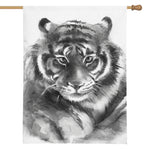 Monochrome Watercolor White Tiger Print House Flag