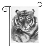 Monochrome Watercolor White Tiger Print House Flag