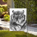 Monochrome Watercolor White Tiger Print House Flag